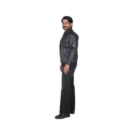 Modern Edge Black Leather Jacket with Structured Detailing