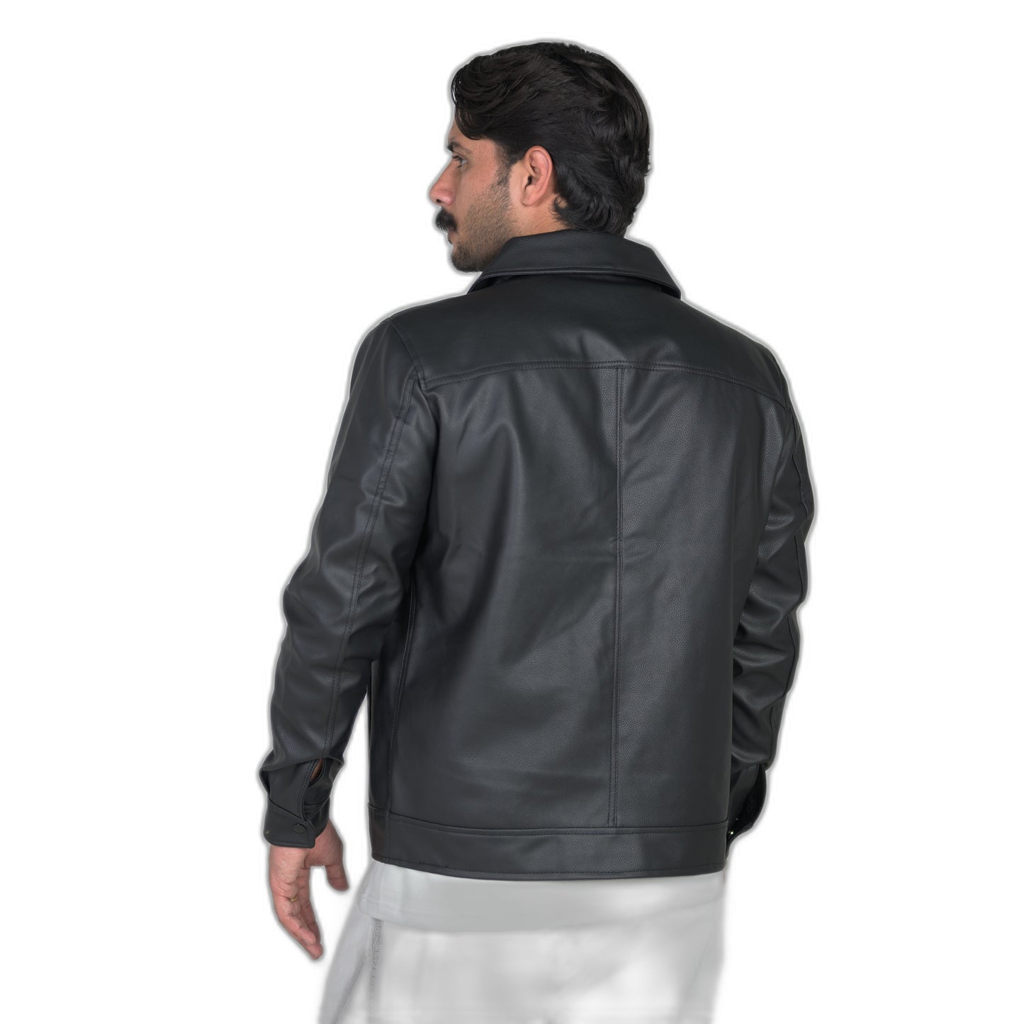 Black Button Leather Jacket