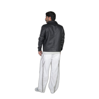 Black Button Leather Jacket