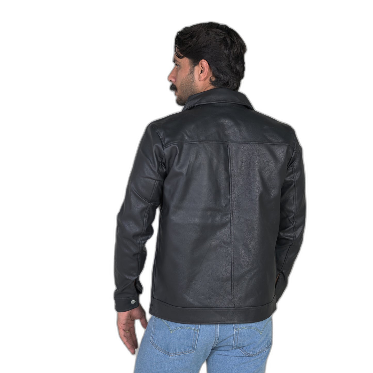 Chrome button Leather Jacket